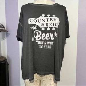 Maurices Country Music & Beer Short Sleeve T-Shirts Jr Women’s Sz XL Cropped Top